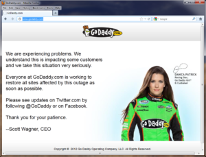 Server Not Found message at GoDaddy screen - hacked