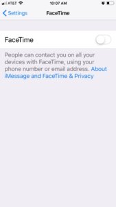 iphone facetime settings screenshot