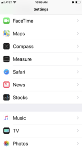 iphone settings screenshot